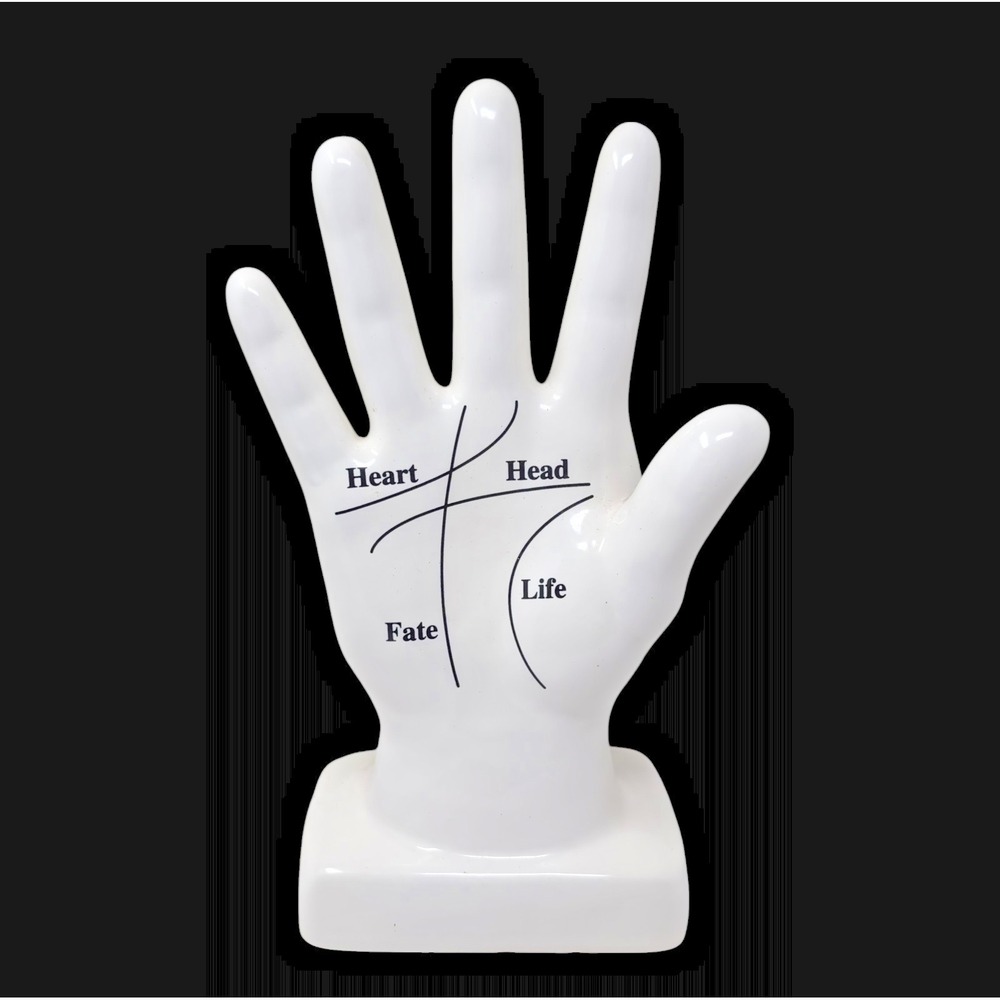 Ceramic Palmistry‎ Hand Figurine Fortune Teller Mystical Occult White Black
